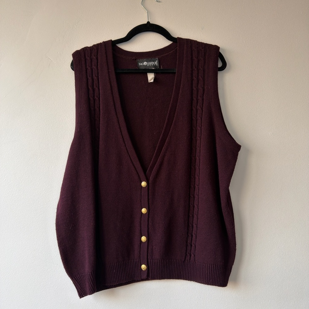 Women's Burgundy Sag Harbor Sweater Vest - Picture 1 of 4